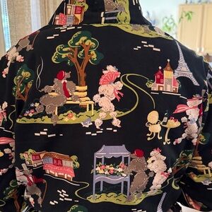 Black 50’s Inspired Poodle Print Robe with Pink Lining Nick and Nora 100%cotton